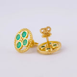 Stud Earrings Aro Tetra Mosaical 2.9gr / Emeralds 53pts 18K Yellow Gold (Jewel)