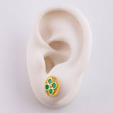 Stud Earrings Aro Tetra Mosaical 2.9gr / Emeralds 53pts 18K Yellow Gold (Jewel)