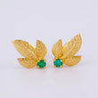 Stud Earrings Triple Leaf 2.3gr / 1.4cm / Emeralds 18pts - Lobster Claw Yellow Gold Butterfly (Jewel)