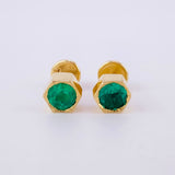 Stud Earrings Hexagonal Base Stone 2gr / 6mm Emeralds 66Pts 18K Yellow Gold (Jewel)