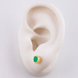 Stud Earrings Hexagonal Base Stone 2gr / 6mm Emeralds 66Pts 18K Yellow Gold (Jewel)