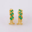 Curved Spiral Hoop Earrings Emeralds 30pts 3.35gr / 1.7cm / 18K Yellow Gold