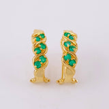 Curved Spiral Hoop Earrings Emeralds 30pts 3.35gr / 1.7cm / 18K Yellow Gold