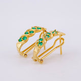 Curved Spiral Hoop Earrings Emeralds 30pts 3.35gr / 1.7cm / 18K Yellow Gold