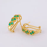Curved Spiral Hoop Earrings Emeralds 30pts 3.35gr / 1.7cm / 18K Yellow Gold