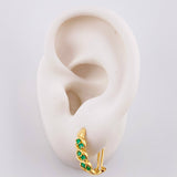Curved Spiral Hoop Earrings Emeralds 30pts 3.35gr / 1.7cm / 18K Yellow Gold