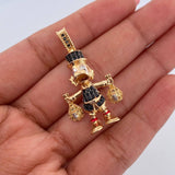 Pendant Duck Money Bags 6.05gr / 3.5cm / Black Yellow Blue Zircons Two 18K Yellow White Golds &