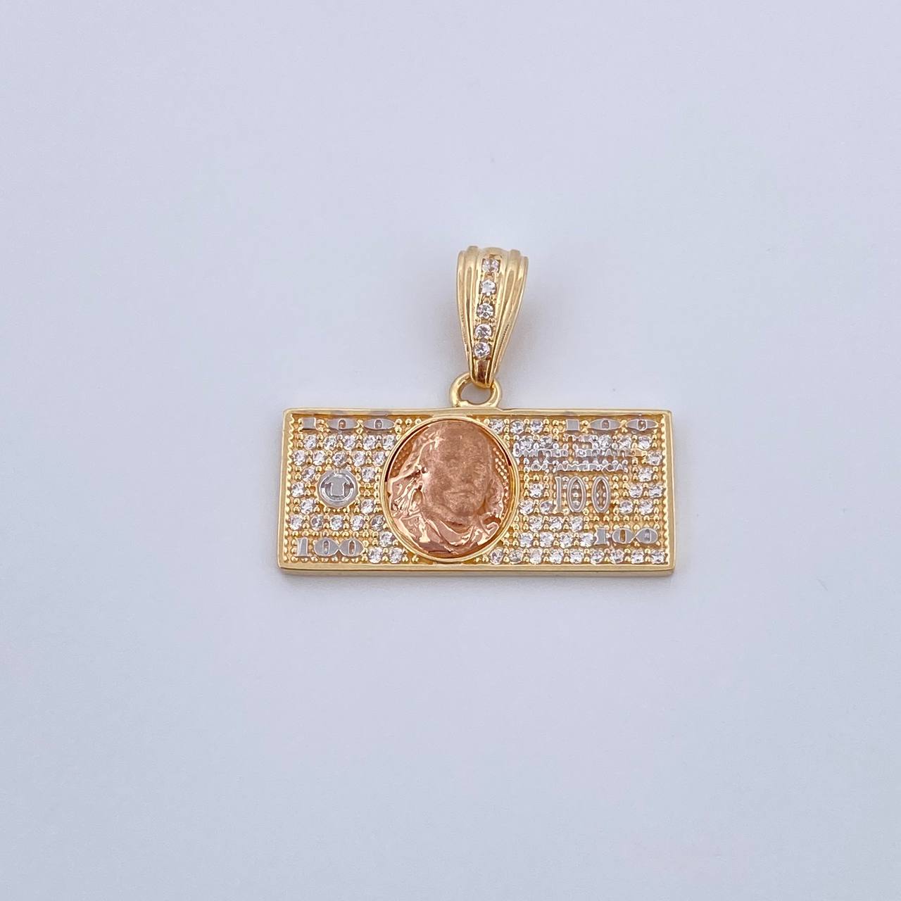 Pendant One Dollar 3.6gr / 2.5cm / White Zircons Three 18K Golds &