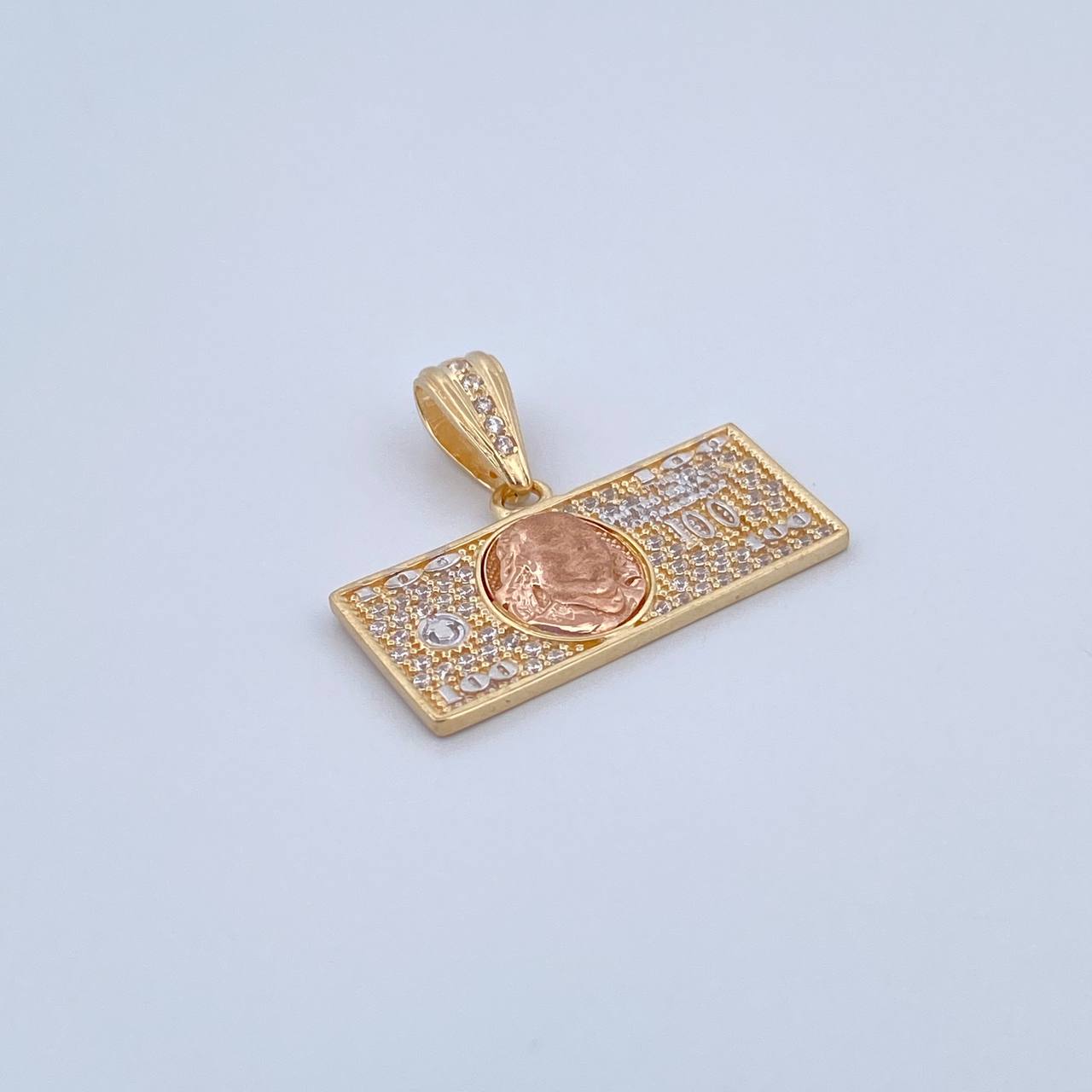 Pendant One Dollar 3.6gr / 2.5cm / White Zircons Three 18K Golds &