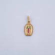 Pendant Virgin Guadalupe 1.2gr / 2.1cm / Fuchsia Green White Zircons 18K Yellow Gold &