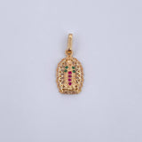Dije Virgen Guadalupe 1.2gr / 2.1cm / Circones Fucsias Verdes Blancos Oro Amarillo 18K &