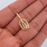 Dije Virgen Guadalupe 1.35gr / 2.1cm / Circones Fucsias Verdes Blancos Oro Amarillo 18K &