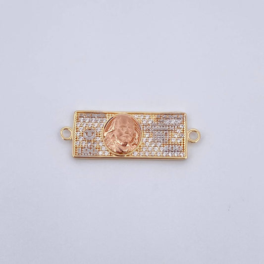 Charm One Dollar 3.1gr / 3cm / White Zircons Three 18K Golds &