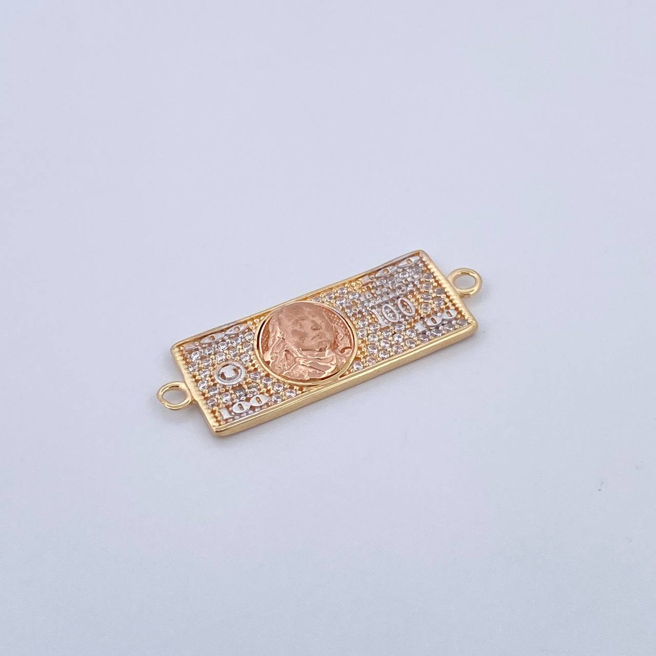 Charm One Dollar 3.1gr / 3cm / White Zircons Three 18K Golds &