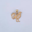 Pendant Rooster 2.55gr / 2.4cm / White Zircons Two-tone Yellow White 18K &