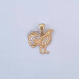 Dije Gallo 3gr / 2.3cm / Circones Blancos Dos Oros Amarillo Blanco 18K &