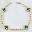 Pulso Trebol Verde 4.55gr / 20cm / Oro Amarillo 18K