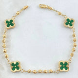 Pulso Trebol Verde 4.55gr / 20cm / Oro Amarillo 18K