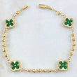 Clover Bracelet Green 4.3gr / 7.1in / 18K Gold