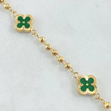 Pulso Trebol Verde 4.55gr / 20cm / Oro Amarillo 18K