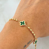 Pulso Trebol Verde 4.55gr / 20cm / Oro Amarillo 18K
