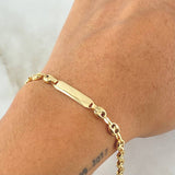 Bracelet GC Bordered Plate 3gr / 6.7in / 18K Gold ©