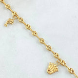 GC Anklet Pendants 4.45gr / 9.4in / 18K Gold ©