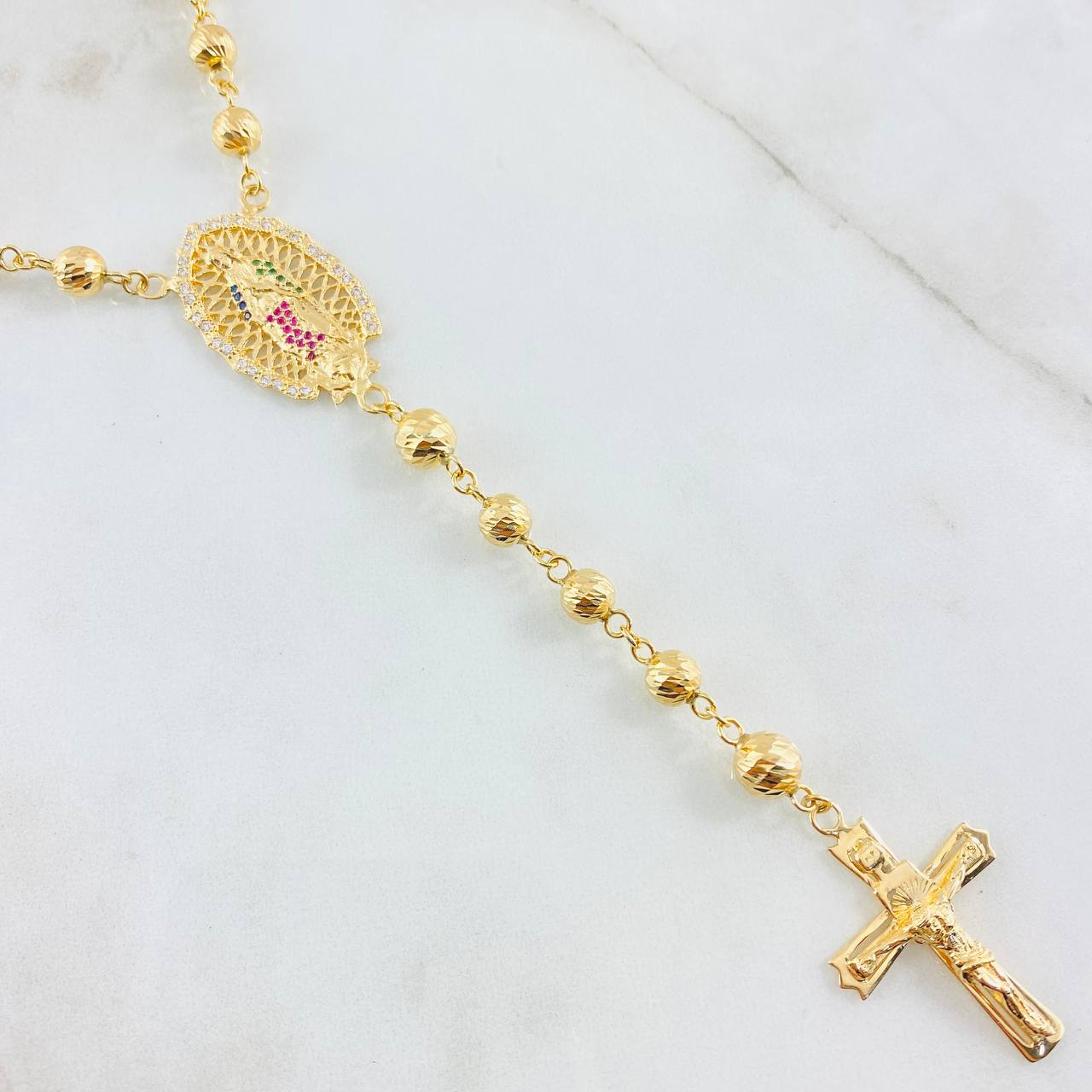 Rosario Cruz Cristo Virgen Guadalupe 31.7gr / 27 1/2 in / Oro Amarillo 18K ©