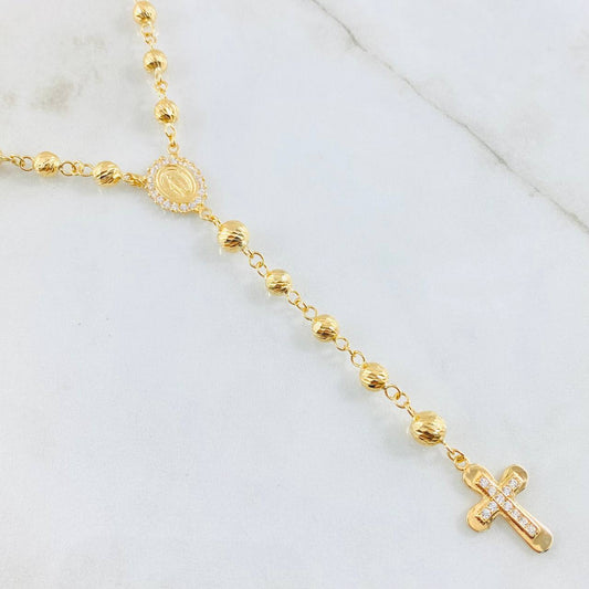 Cross Rosary Virgin Miraculous 18.85gr / 23 1/2 in / 18K Gold