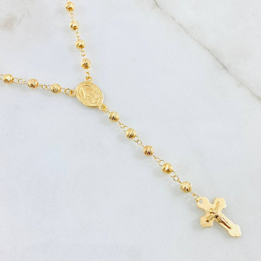 Rosario Cruz Cristo Virgen Milagrosa 9.7gr / 21 3/4 in / Oro Amarillo 18K ©