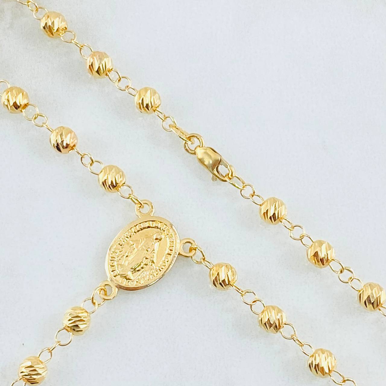 Rosario Cruz Cristo Virgen Milagrosa 9.7gr / 21 3/4 in / Oro Amarillo 18K ©