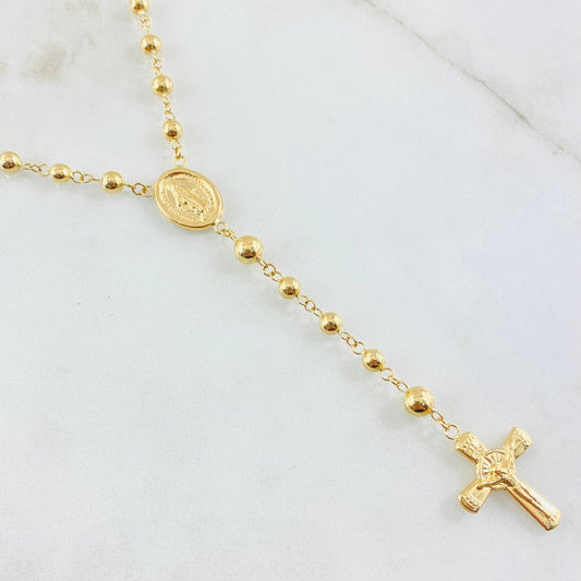 Rosario Cruz Cristo Virgen Milagrosa 8.75gr / 21 3/4 in / Oro Amarillo 18K ©