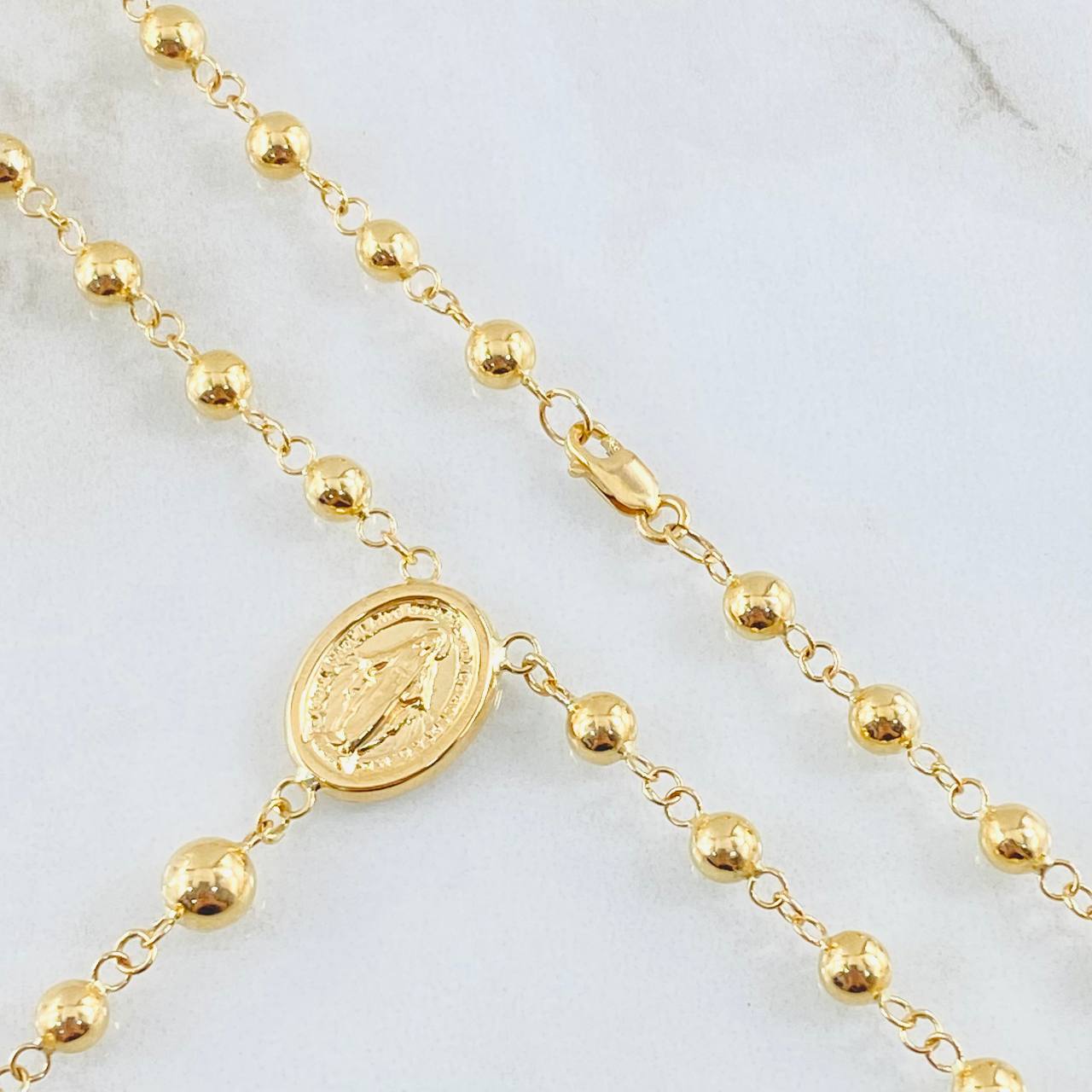 Rosario Cruz Cristo Virgen Milagrosa 8.75gr / 21 3/4 in / Oro Amarillo 18K ©