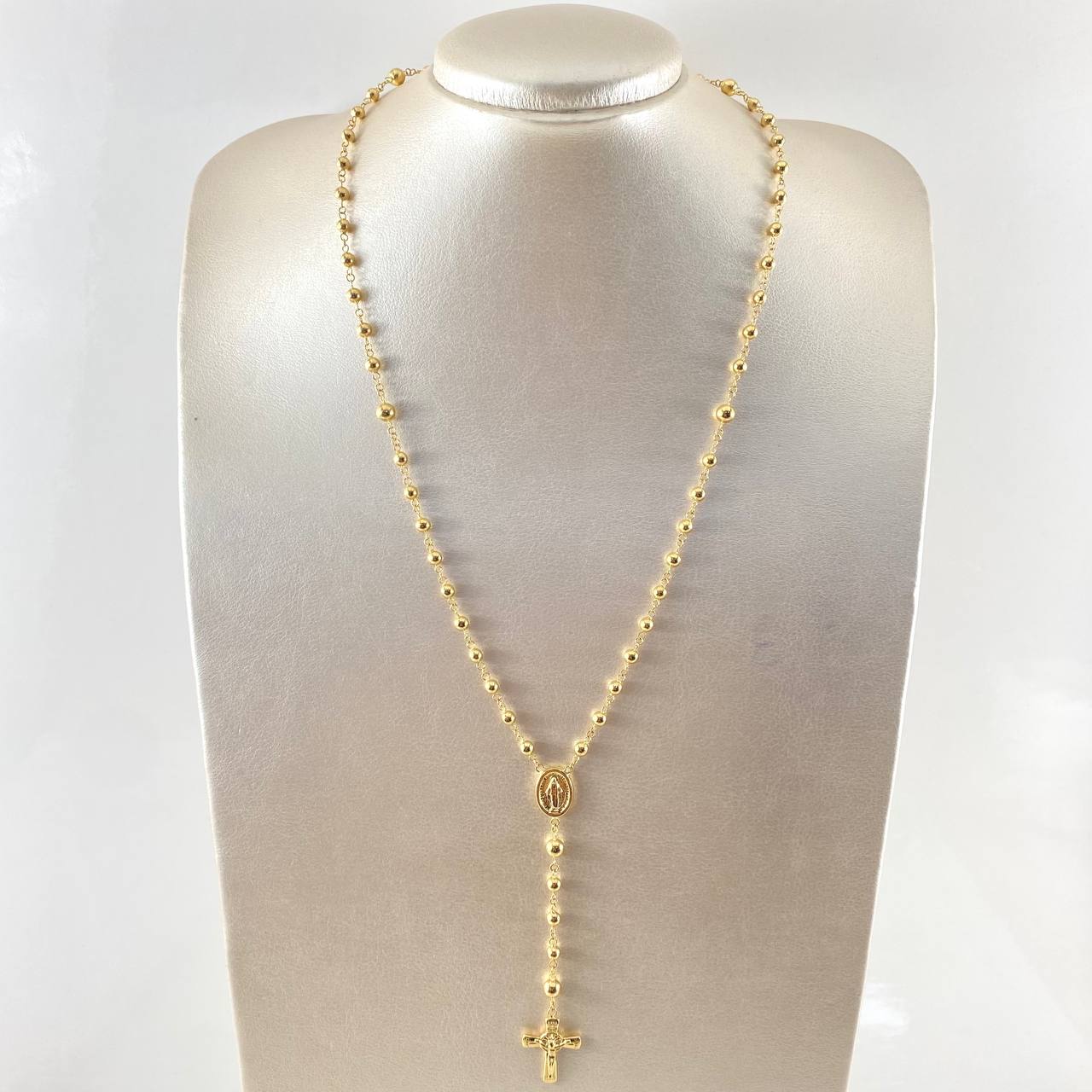 Rosario Cruz Cristo Virgen Milagrosa 8.75gr / 21 3/4 in / Oro Amarillo 18K ©