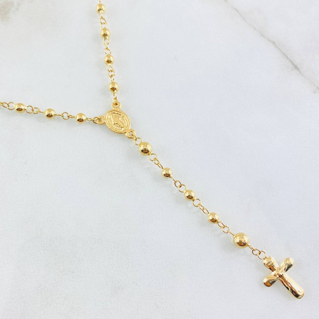 Rosario Cruz Cristo Virgen Milagrosa 6.55gr / 19 3/4 in / Oro Amarillo 18K ©