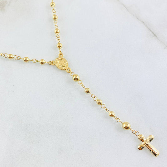 Rosario Cruz Cristo Virgen Milagrosa 6.55gr / 19 3/4 in / Oro Amarillo 18K ©