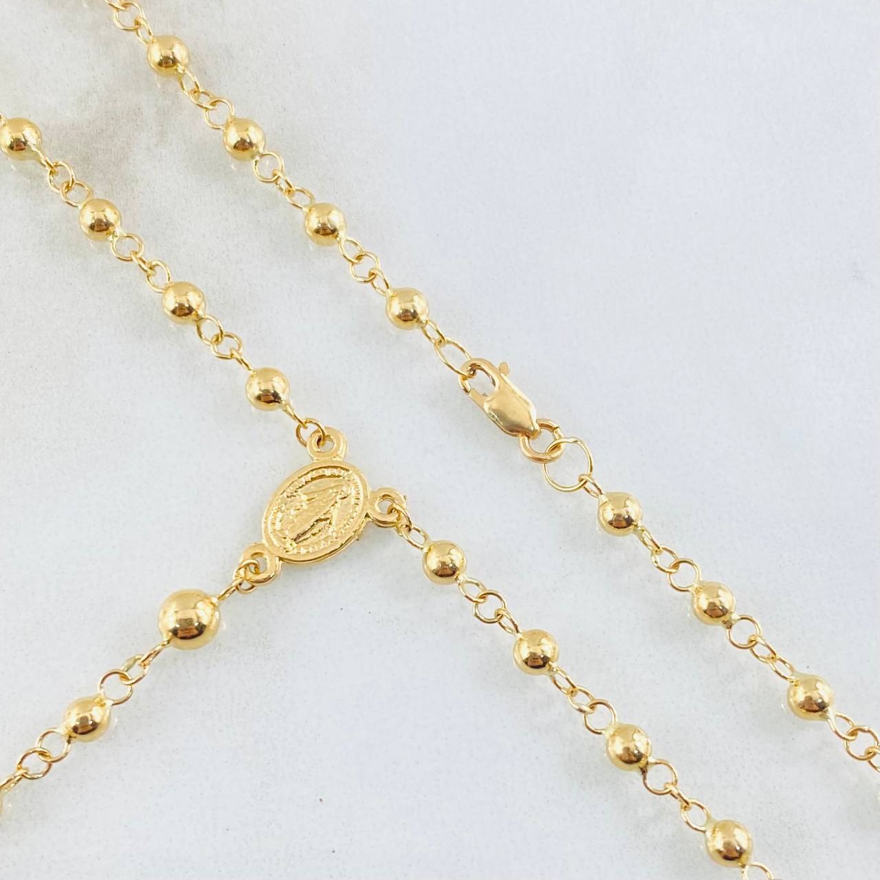 Rosario Cruz Cristo Virgen Milagrosa 6.55gr / 19 3/4 in / Oro Amarillo 18K ©
