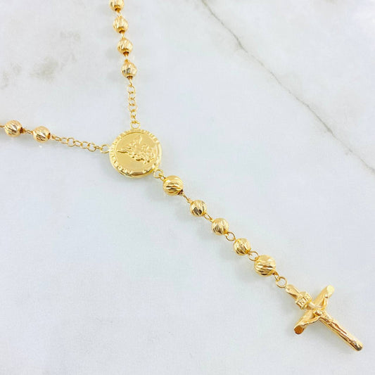 Cross Rosary Christ Saint Michael 12.85gr / 23.5in / 18K Gold