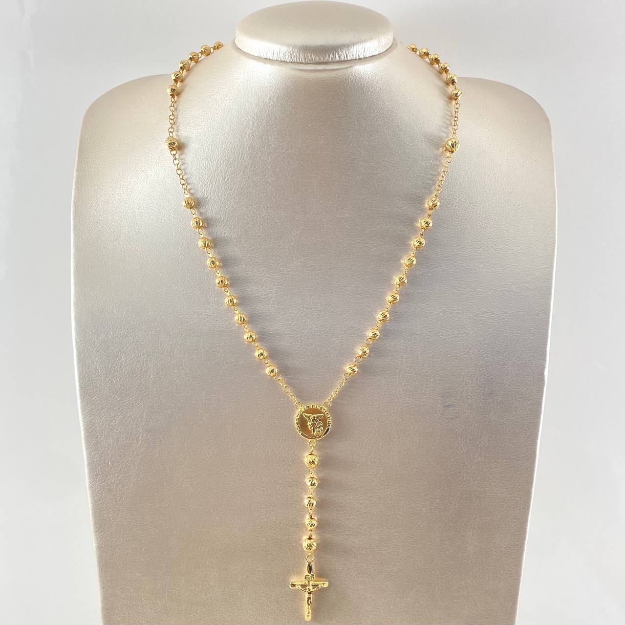Cross Rosary Christ Saint Michael 12.85gr / 23.5in / 18K Gold