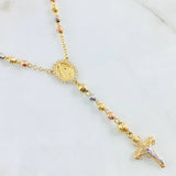 Cross Rosary Christ Virgin of Carmen 13.2gr / 23.5in / Three 18K Golds