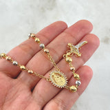 Cross Rosary Christ Virgin of Carmen 13.2gr / 23.5in / Three 18K Golds
