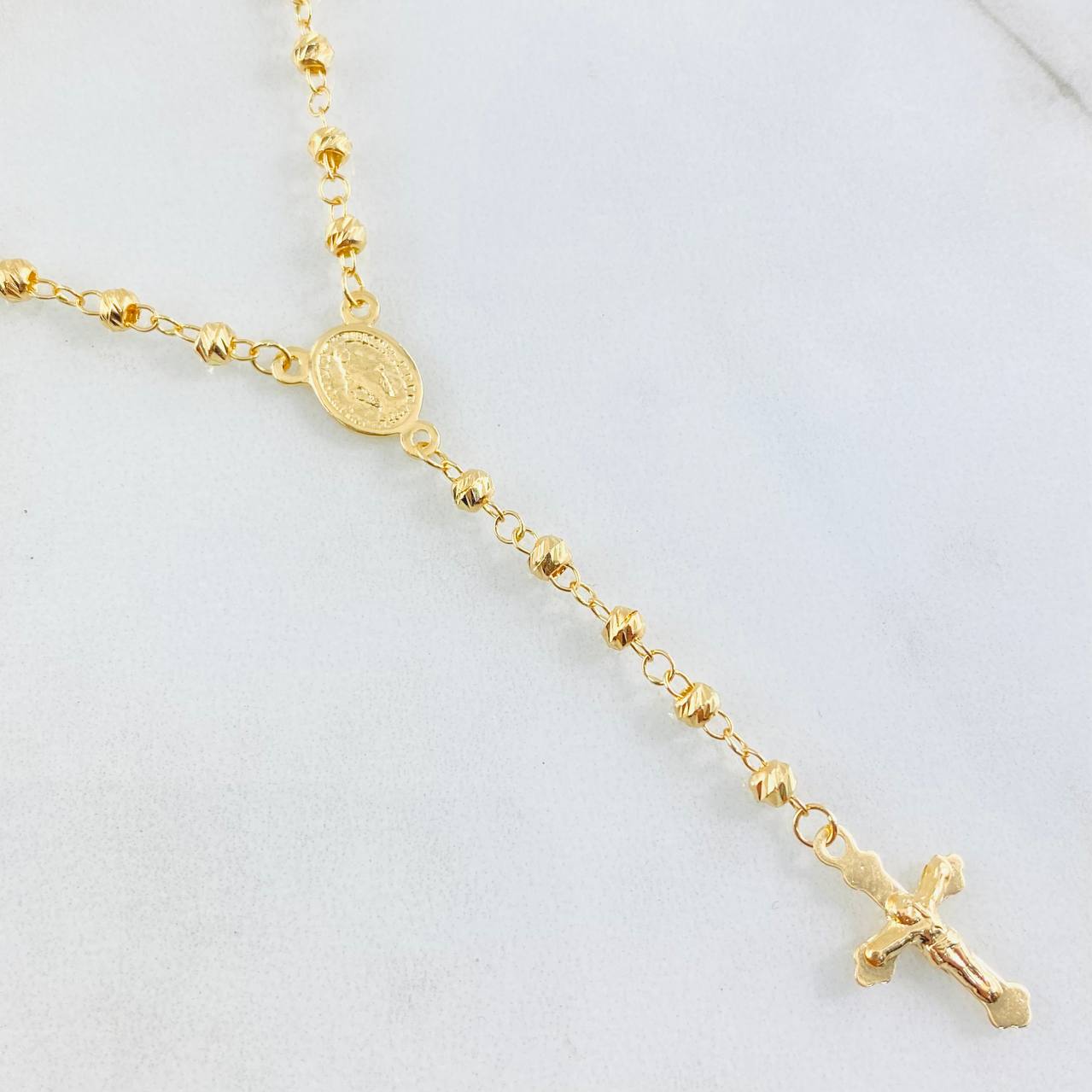 Rosario Cruz Cristo Virgen Milagrosa 6.9gr / 19 3/4 in / Oro Amarillo 18K ©