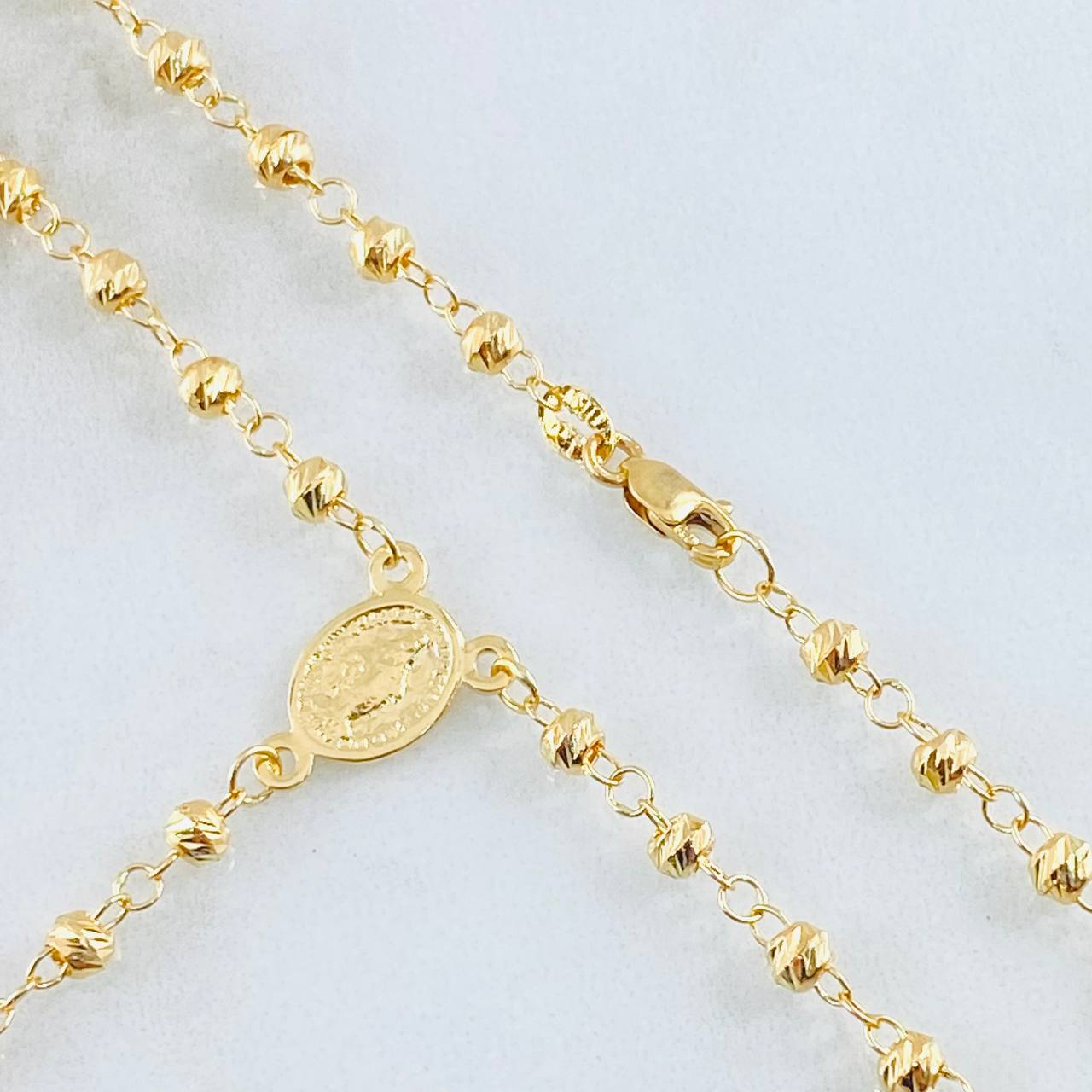 Rosario Cruz Cristo Virgen Milagrosa 6.9gr / 19 3/4 in / Oro Amarillo 18K ©