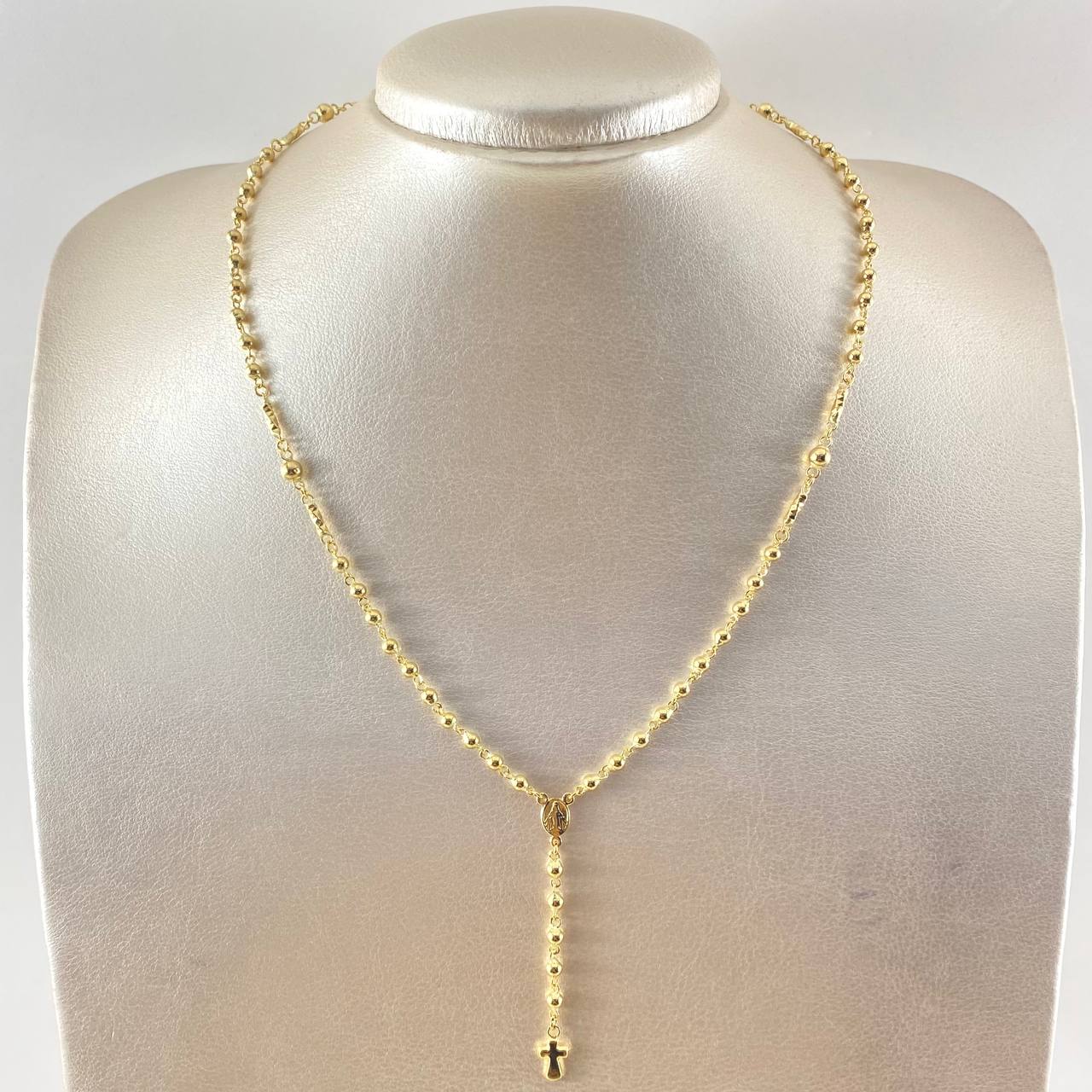 Cross Rosary Virgin Miraculous 8.35gr / 17 3/4 in / 18K Gold