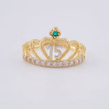 Quinceañera Crown Ring Heart 3.2 g / T7 1/4 Two-Tone Yellow White Gold 18K