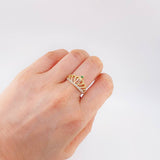 Quinceañera Crown Ring Heart 3.2 g / T7 1/4 Two-Tone Yellow White Gold 18K