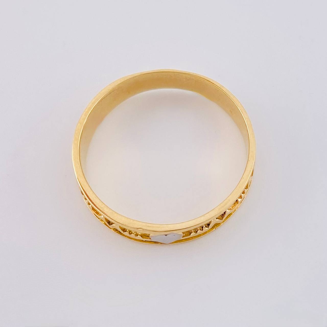 Anillo Corazón Linea De La Vida 3.15 g / T9 1/4 Dos Oros Amarillo Blanco 18K