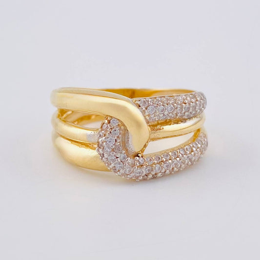Double Crossed Rail Ring 5.15 g / T7 1/2 18K Yellow Gold