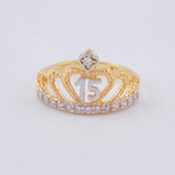 Anillo Corona Corazón Quinces 3.6 g / T6 3/4 Oro Amarillo 18K