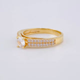 Double Line Solitaire Ring Dense 3.25 g / T7 Yellow Gold 18K